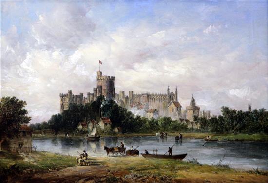 Alfred Vickers Snr (1786-1868) Windsor Castle from the Thames, 14 x 21in.